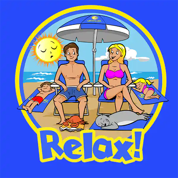Relax in our comfortable beach chairs, with our beach umbrellas and beach towels