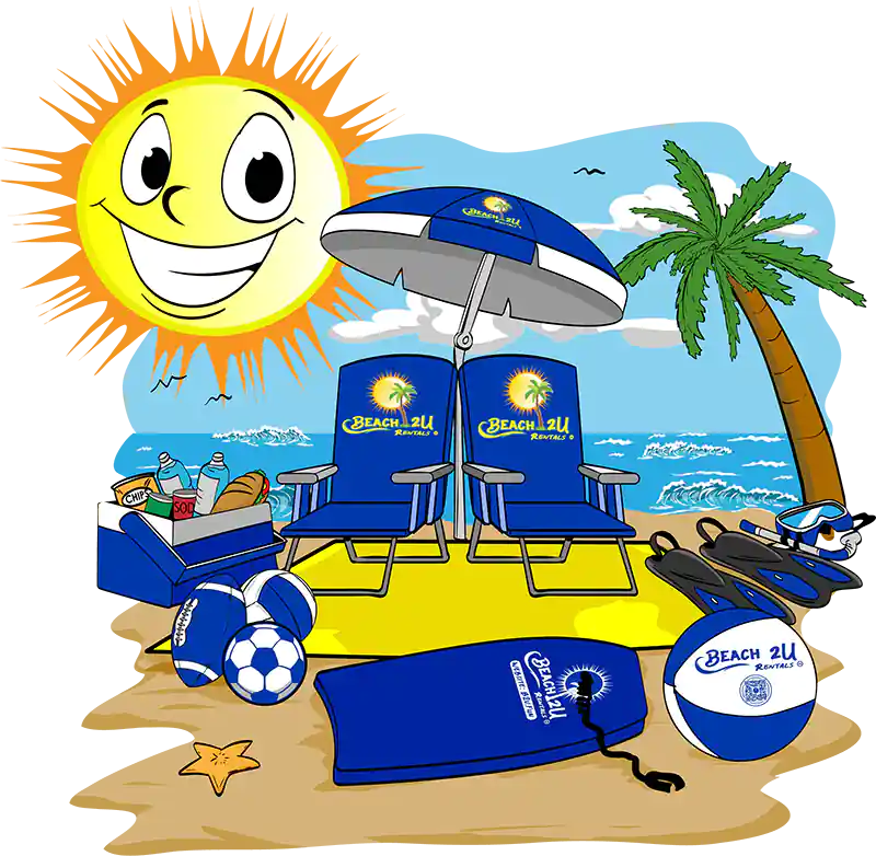 Our Beach Gear - Beach Chairs, Unbrella, Boogie Board, Beach Balls, Snorkel, Gear, Beach Towels and lunch,
