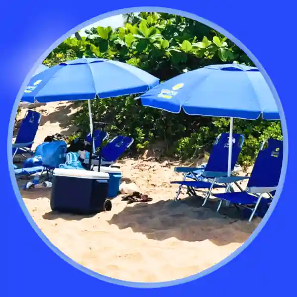 beach chairs and Umbrellas