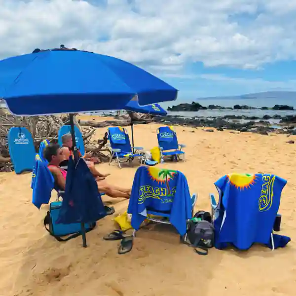 Beach Gear Rental set, chairs, towels, umbrella, boogie board, snorkels, flippers