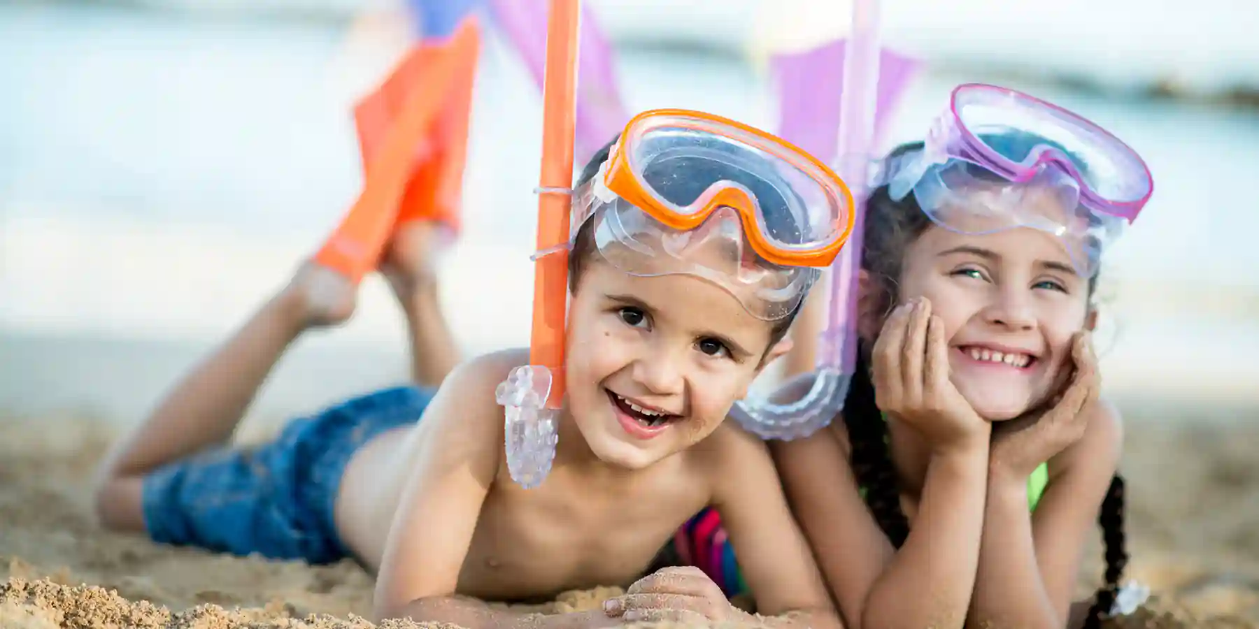 kids with snorkels and flippers